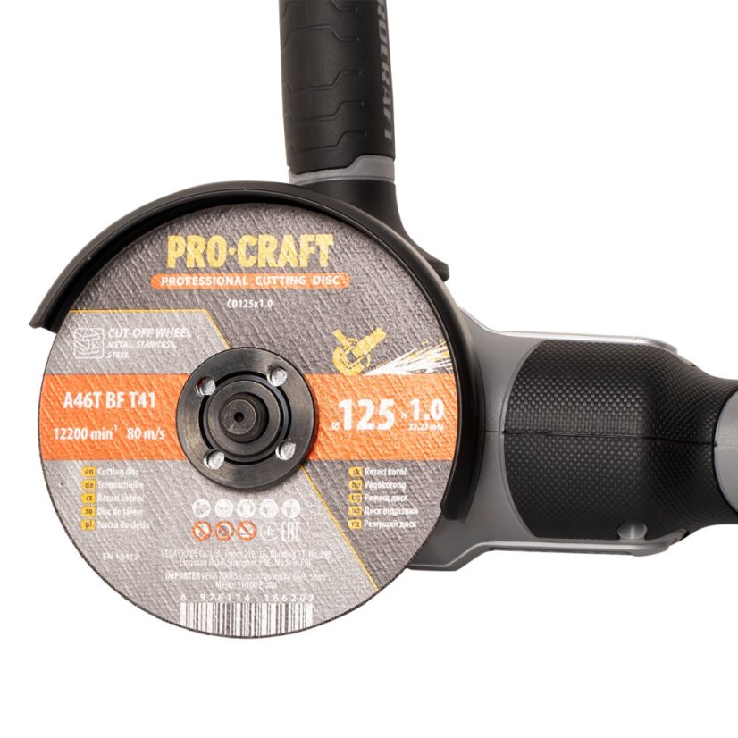 Procraft Industrial AG125A aku úhlová bruska 125 mm 20 V 1x4Ah