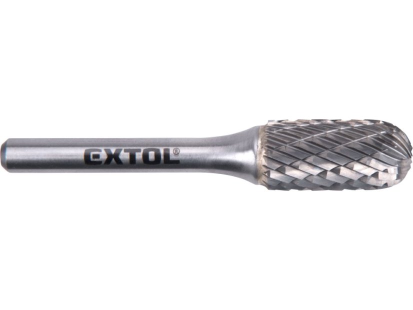 EXTOL INDUSTRIAL 8703725 fréza karbidová, válcová s kulovým čelem, pr.12x25mm/stopka 6mm,sek střední (double-cut)