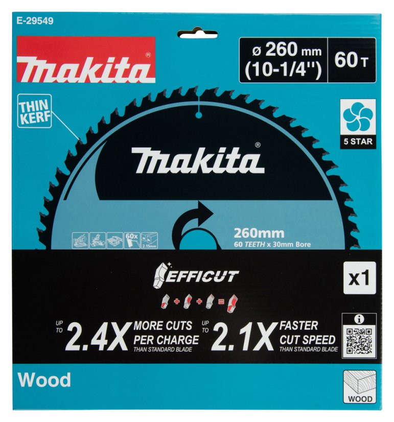 Makita E-29549 260x2.15x30mm 60z kotouč pilový dřevo Efficut= oldB-67284