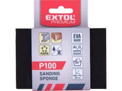 EXTOL PREMIUM 8803664 brusná houba, 100x70x25mm, P100, čtyřstranná, abrazivo-korund