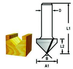 Makita D-47874 drážkovací fréza tvaru V stopka 6 mm,12,7x16x48 mm