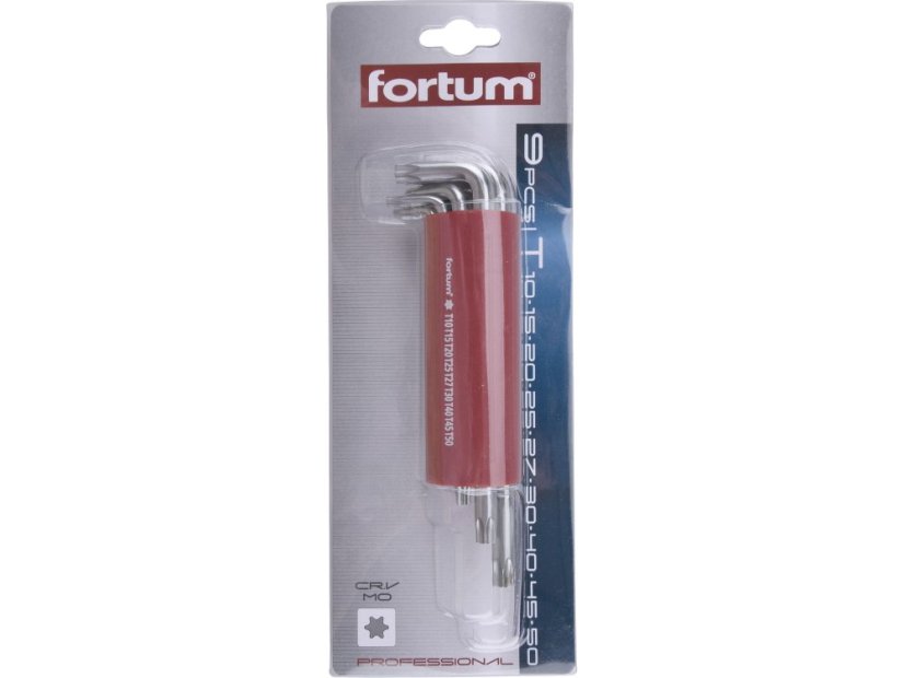 FORTUM 4710300 L-klíče TORX, sada 9ks, 10-50