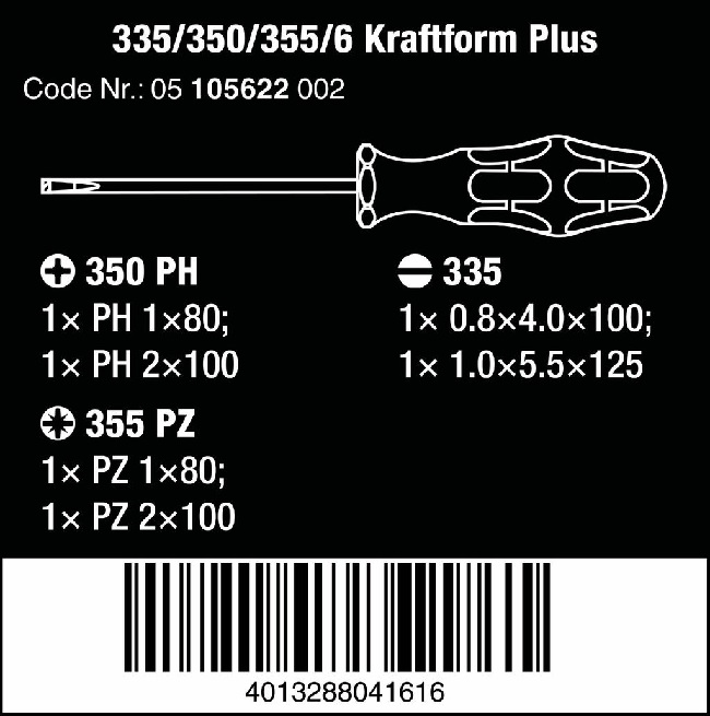 WERA - sada šroubováků Kraftform plus Lasertip 335/350/355/6 tříkomponentní