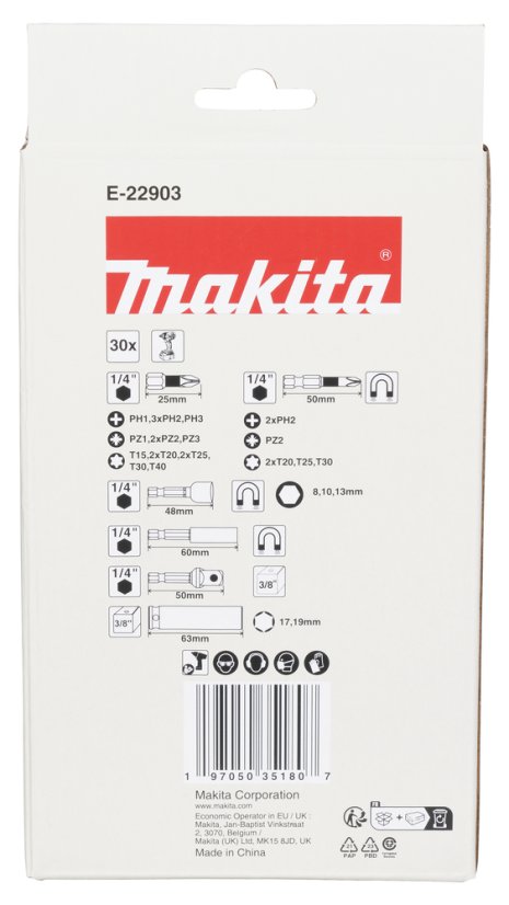 Makita E-22903 sada bitů 1/4" IMPACT BLACK 30 ks