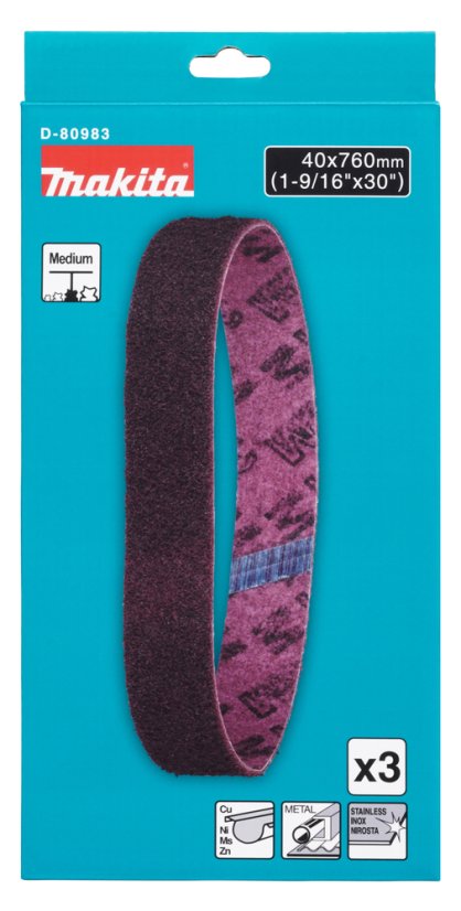 Makita D-80983 brusný pás 40x760mm střední hrubost 3 ks ocel