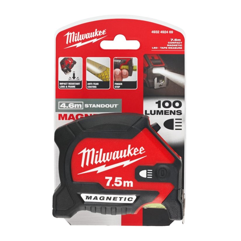 Milwaukee LED magnetický svinovací metr 7,5 m 4932492469
