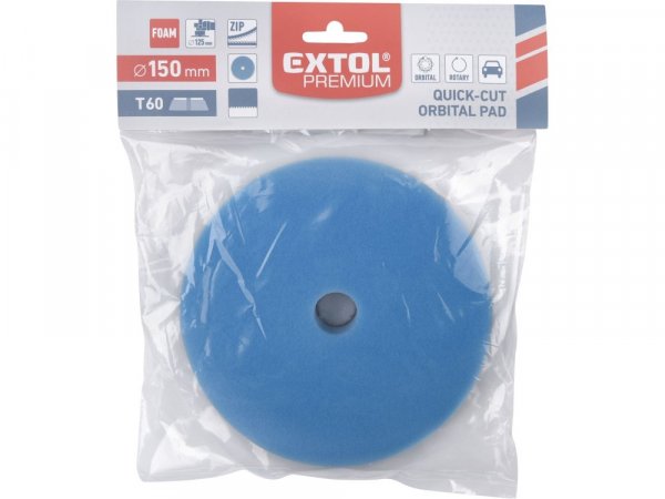 EXTOL PREMIUM 8804546 kotouč leštící pěnový, orbitální, T60, modrý, ?150x25mm, suchý zip ?127mm