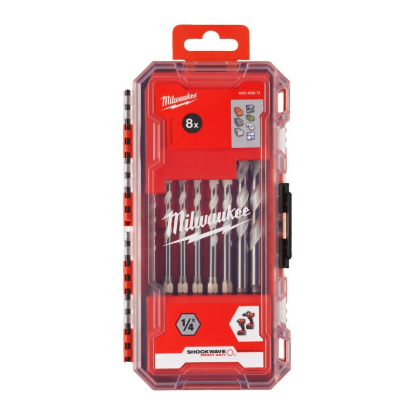 Milwaukee 8 dílná sada vrtáků multimateriál 4-10mm HEX 4932493872