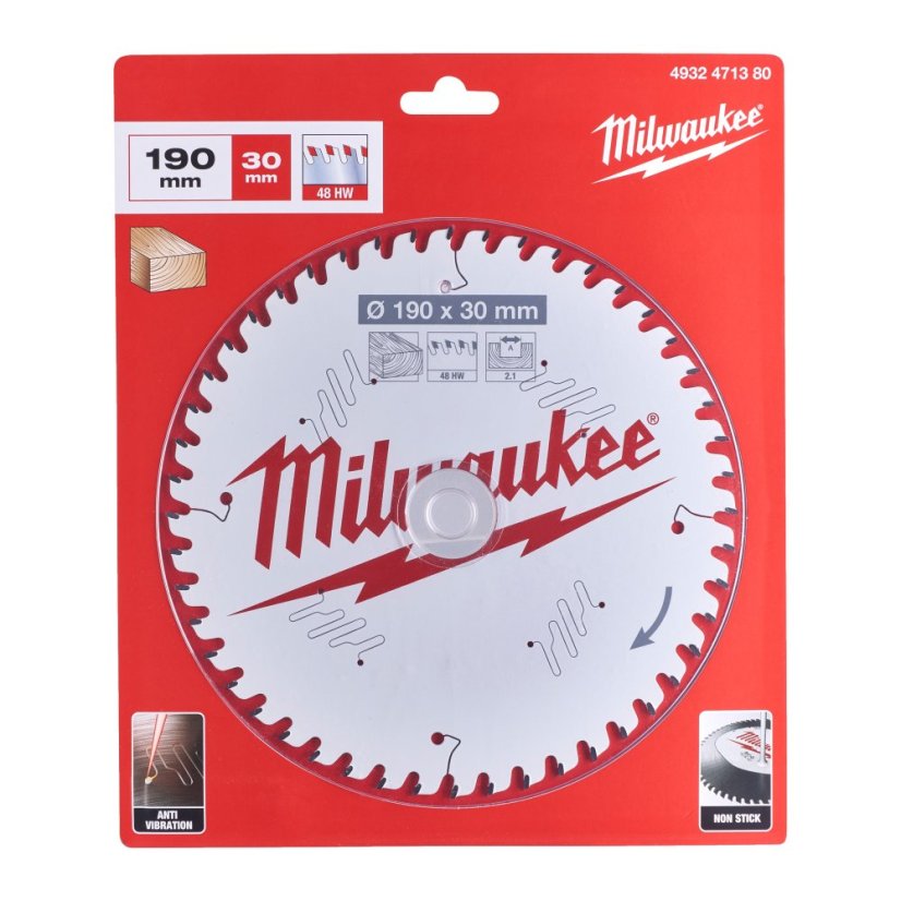 Milwaukee190x30x2.1x48ATB  kotouč pilový dřevo 4932471380