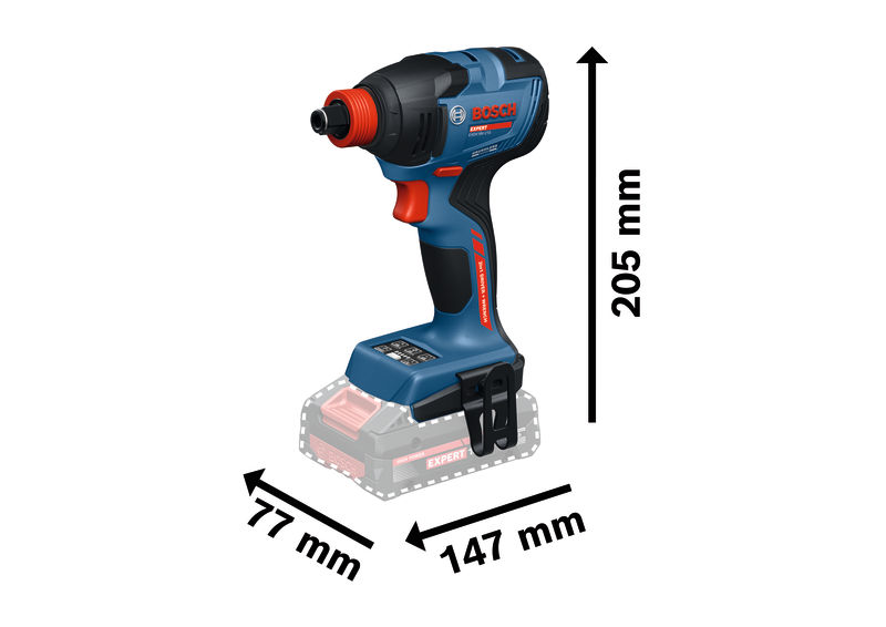 Rázový utahovák Bosch EXDX18V-210 s kompaktní velikostí.