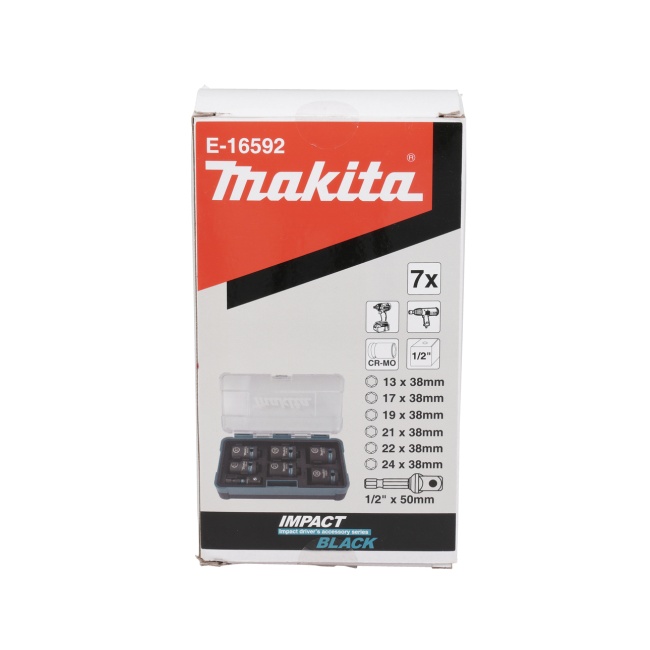 Makita E-16592 sada nástrčných klíčů 1/2" čtyřhran IMPACT BLACK 7ks=oldB-69733