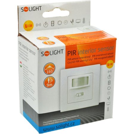 Solight WPIR01 PIR senzor interiérový, do krabičky od vypínačů, funkce zapnutí-vypnutí senzoru, bílý