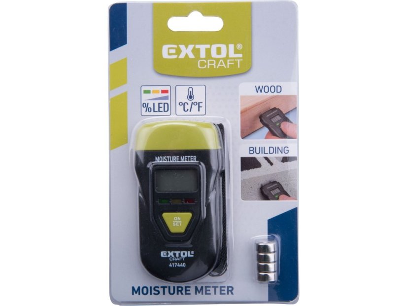 EXTOL CRAFT 417440 vlhkoměr pro měření vlhkosti dřeva, omítky a podobných materiálů