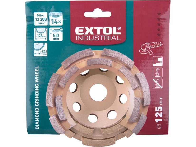 EXTOL INDUSTRIAL 8703122 kotouč diamantový brusný dvouřadý, O 125x22,2mm