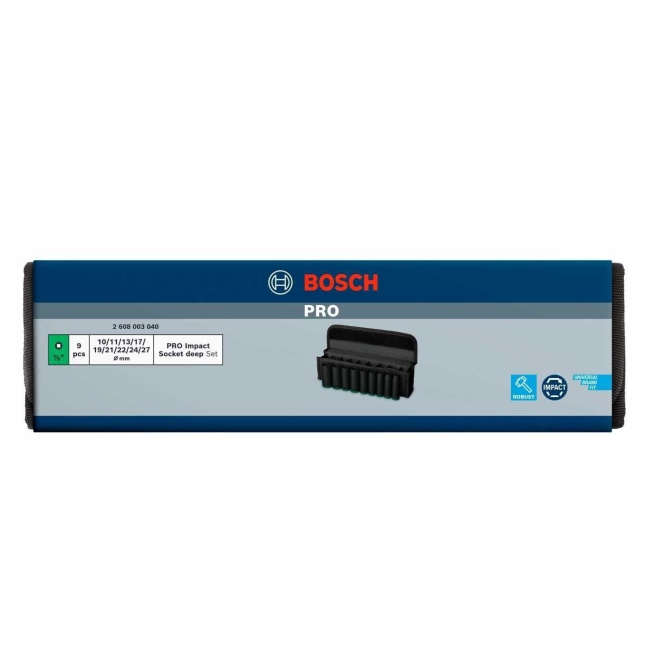 Bosch 9 dílná sada nástrčných prodloužených hlavic Pro Impact 1/2" 2608003040
