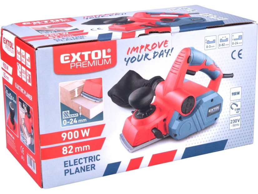 EXTOL PREMIUM 8893406 hoblík elektrický, 900W, polodrážka 24mm