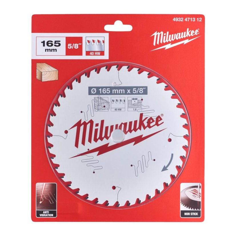 Milwaukee CSB P W 165 x 15.87 x 1.6 x 40ATB Kotouče pro okružní pily 4932471312