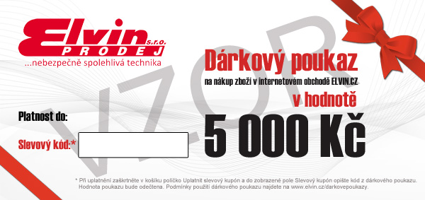Elektronický dárkový poukaz na ELVIN.CZ v hodnotě 5000,-Kč Elektronický dárkový poukaz na ELVIN.CZ v hodnotě 5000,-Kč