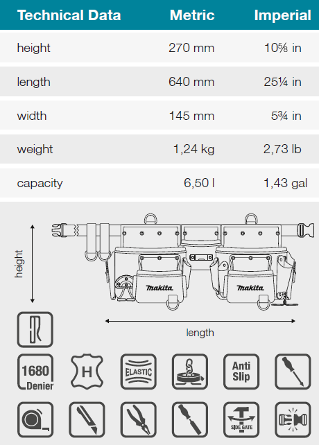 Makita E-15229 brašna se 3 kapsami a opaskem 640x145x270mm=oldE-05169