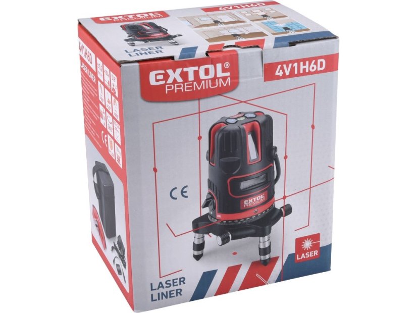 EXTOL PREMIUM 8823311 laser červený liniový, křížový samonivelační