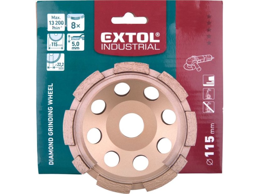 EXTOL INDUSTRIAL 8703111 kotouč diamantový brusný jednořadý, O 115x22,2mm