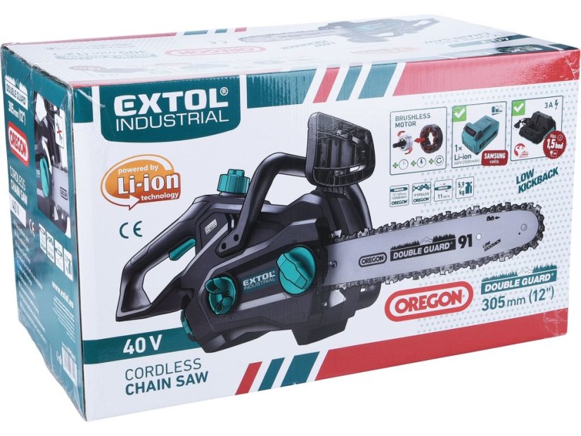 EXTOL INDUSTRIAL 8795643 pila řetězová aku, BRUSHLESS, 40V Li-ion, 30cm, bez baterie a nabíječky