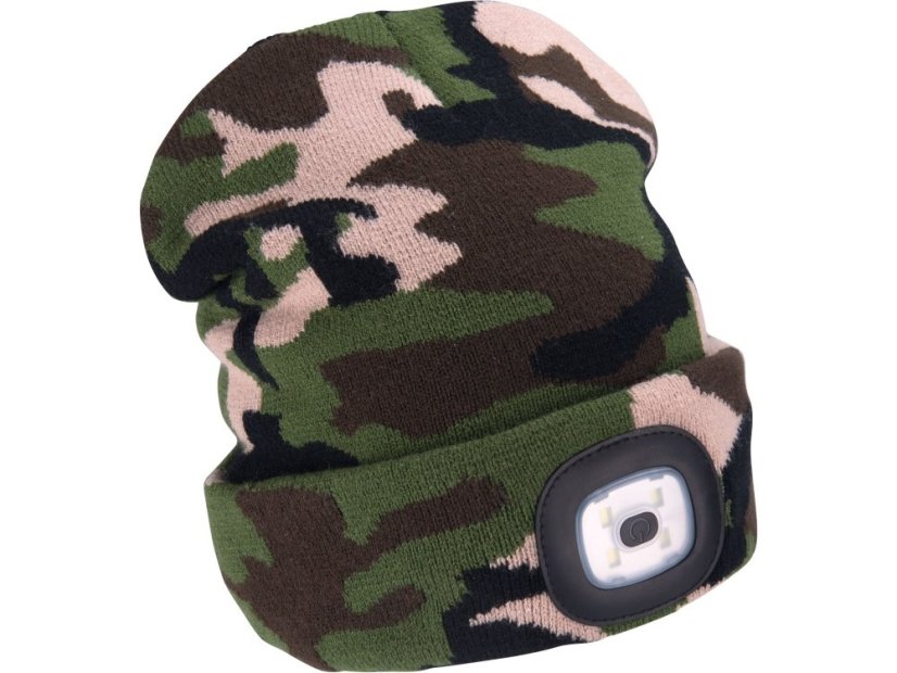 EXTOL LIGHT 43464 čepice s čelovkou 4x45lm, USB nabíjení, maskovací, univerzální velikost