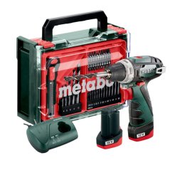 Metabo 600080710 PowerMaxx BS Basic Set aku vrtací šroubovák 12V 2x2Ah + 41 dílna sada vrtáků a bitů