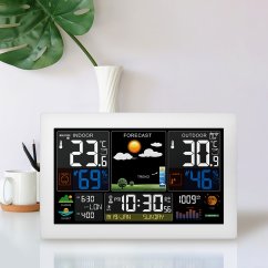 Solight TE81W-XL meteostanice, extra velký barevný LCD, teplota, vlhkost, tlak, RCC, USB nabíjení, bílá