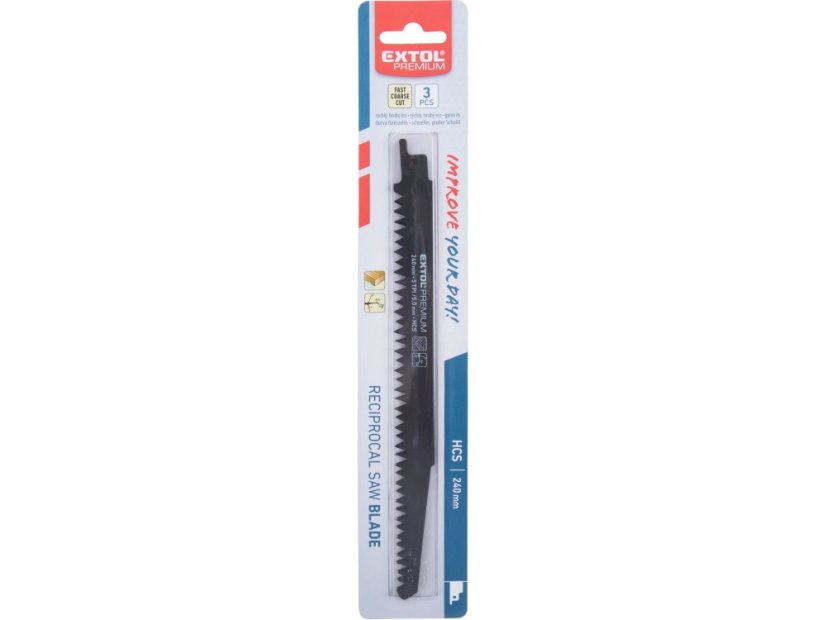 EXTOL PREMIUM 8806102 plátky do pily ocasky 3ks, 240x19x1,5mm, HCS
