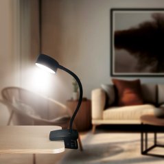 Solight WO3001-B LED stolní nabíjecí lampička, 2W, 210lm, 3CCT, černá, clip