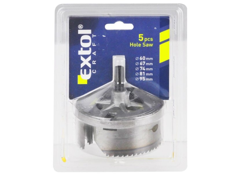 EXTOL CRAFT 1803 vykružovací vrták do dřeva a sádrokartonu, 5 průměrů O 60-95mm