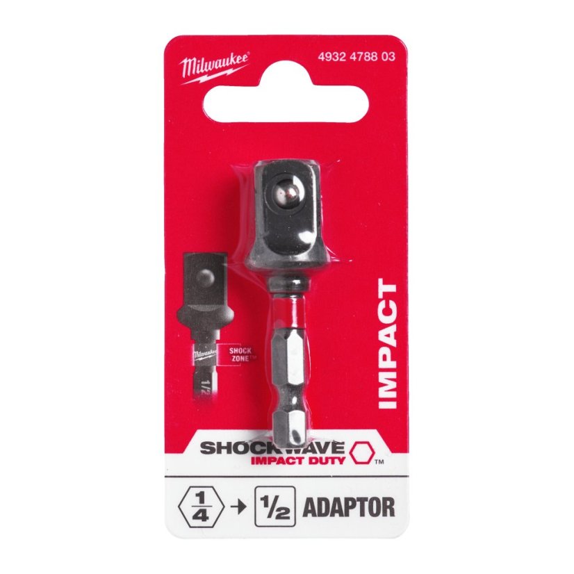 Milwaukee adaptér 1/4˝ Hex na 1/2˝ čtyřhran Shockwave 4932478803