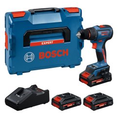 Sada akumulátorových vrtaček Bosch se třemi 18V bateriemi.