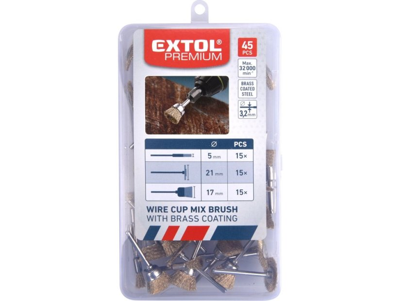 EXTOL CRAFT 903761 kartáče pomosazené, sada 45ks