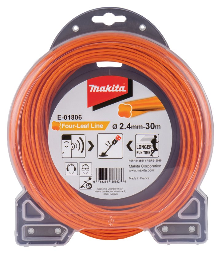 Makita E-01806 struna nylonová 2,4mm, oranžová, 30m, speciální pro aku stroje=old198502-9