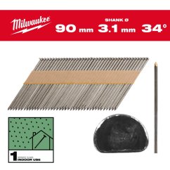 Milwaukee SS B SC1 3,1x90 hřebíky hladké D34 2200ks 4932492598