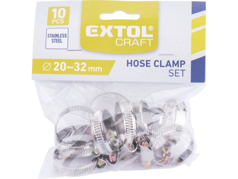 EXTOL CRAFT 70504 spony hadicové NEREZ, balení 10ks, 20-32mm