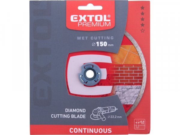 EXTOL PREMIUM 108733 kotouč diamantový řezný celoobvodový - mokré řezání, O 150x22,2x2,5mm