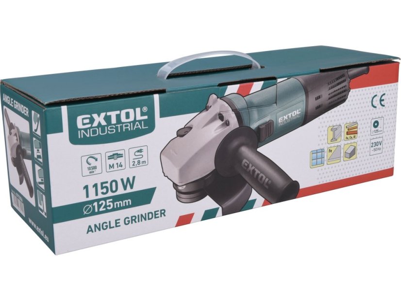 EXTOL INDUSTRIAL 8792006 bruska úhlová, 125mm, 1150W