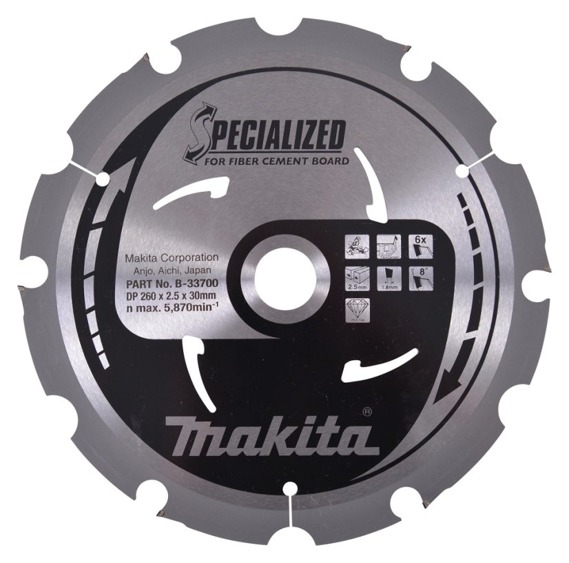 Makita B-33700 kotouč pilový 260x30mm 6Z PCD na vláknocementové desky