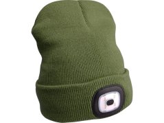 EXTOL LIGHT 43192 čepice s čelovkou 4x45lm, USB nabíjení, tmavě zelená, univerzální velikost