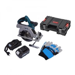 XTline XT102845-1B5B aku kotoučová pila bezuhlíková 165mm 18V + baterie 5Ah + nabíječka 3.5A + box