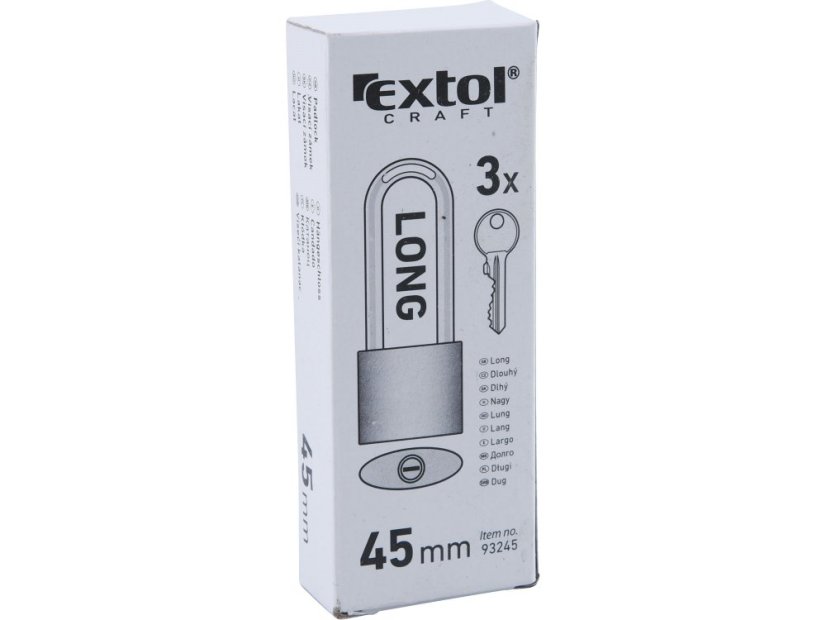 EXTOL CRAFT 93245 zámek visací litinový, prodloužený, 45mm