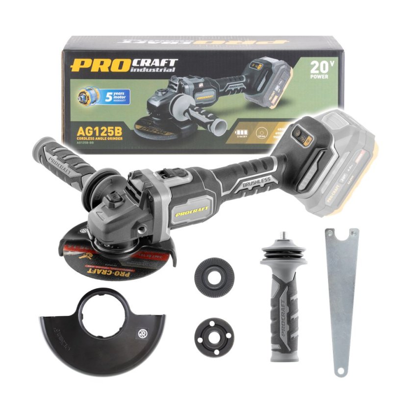 Procraft Industry AG125B-BB aku úhlová bruska 125mm 20 V bez aku