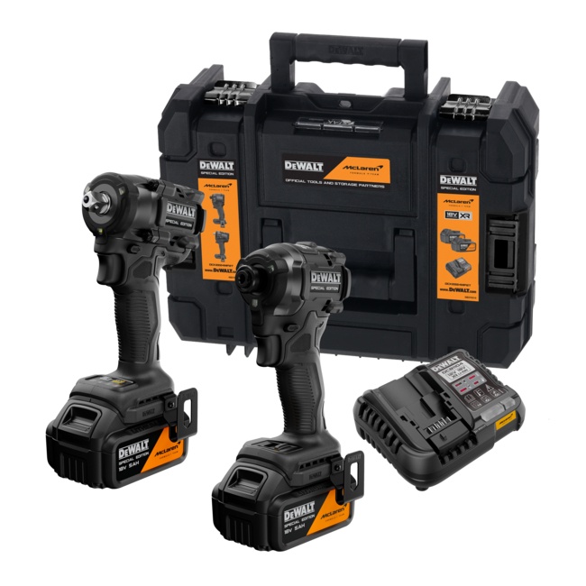 Dewalt DCK2224MP2T aku rázový utahovák 1/4" DCF86M + aku rázový utahovák 1/2" DCF99M edice McLaren 18V 2x5Ah