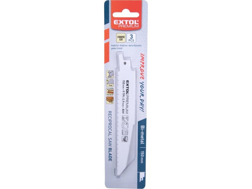EXTOL PREMIUM 8806203 plátky do pily ocasky 3ks, 150x22x1,6mm, Bi-metal