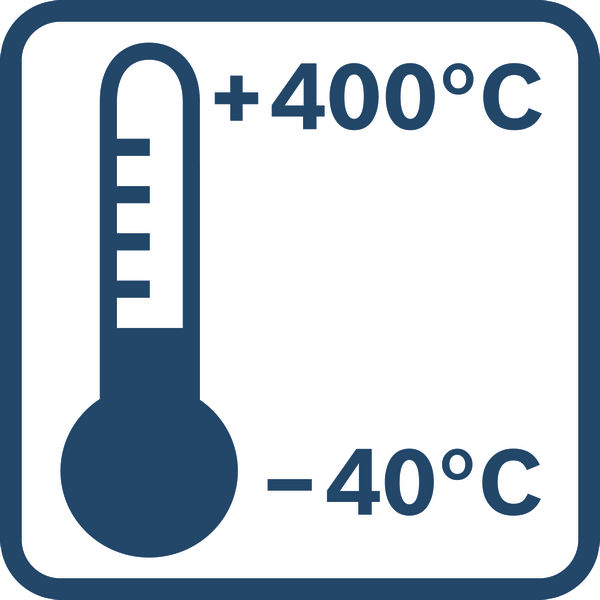 Teplotní rozsah +400 °C až -40 °C.