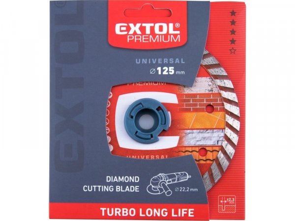 EXTOL PREMIUM 108952 kotouč diamantový řezný, turbo Long Life - suché i mokré řezání, 125x22,2x2,3mm