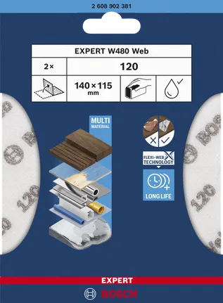 Bosch brusná síť Expert W480 web, G120, 2ks 2608902381